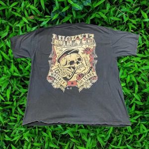 Retro Lucky 13 Skull Pipe Whiskey And Tears Punk Y2K Grunge Rockabilly Biker XL